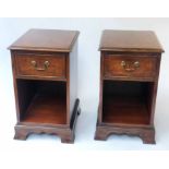 LAMP TABLES, a pair, George III design, figured walnut, each with drawer,