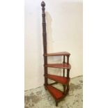 LIBRARY STEPS, Regency design mahogany and tooled red leather, 155cm H.