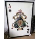 THE ACE OF SPADES, contemporary school decoupage, framed and glazed, 146cm x 100cm.