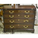 BACHELOR'S HALL CHEST, George III mahogany with foldout top above four drawers (adapted),
