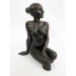 ATTRIBUTED TO JOHN BONAR DUNLOP, bronze reclining nude, 37cm H.