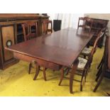 FARMHOUSE TABLE, French style, mahogany, with a rectangular top and an optional leaf to each end,