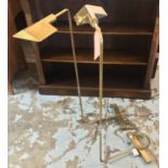 BRASS FLOOR READING LAMPS, a pair, each approx 90cm H.