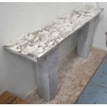 CONSOLE TABLE, marble style top, 40cm x 180cm x 82cm H.