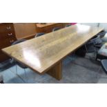 DINING TABLE, contemporary hardwood, twin pedestal, 260cm x 95cm x 75cm.