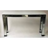 'VENETIAN' CONSOLE TABLE, rectangular variegated, grey veined white marble top,