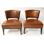 COCKTAIL CHAIRS, a pair, Art Deco design, mid brown leather, 69cm W.