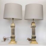 ATTRIBUTED TO ROMEO REGA TABLE LAMPS, a pair, 1970's Italian, with shades.
