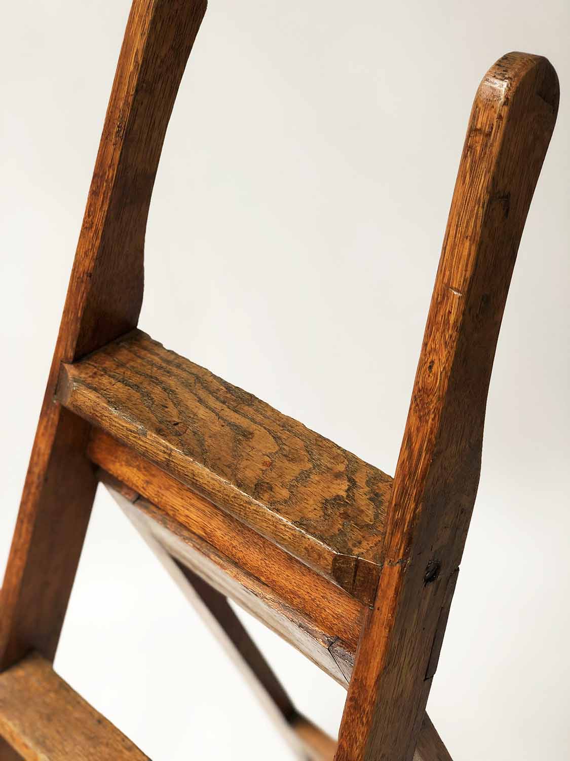 LIBRARY FOLDING STEPS, Victorian oak, three tread, 85cm H. - Image 2 of 3