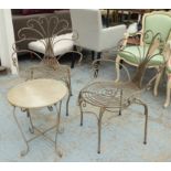 TERRACE SET, 1960s French inspired, including table and two chairs, 90cm at highest (slght faults).