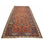 ANTIQUE CAUCASIAN SOUMAK KELLEH CARPET, 345cm x 147cm.