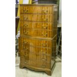 SERPENTINE TALLBOY, Georgian style mahogany of eight drawers, 154cm H x 79cm x 50cm.