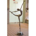 CONTEMPORARY SCULPTURE, bronze ballerina on marble base, 119cm H.