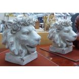 LION PLANT POTS, a pair, stylised ceramic, 42cm H.