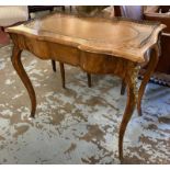 WRITING TABLE, mid Victorian walnut olivewood and tulipwood with inlaid detail,