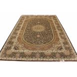 FINE PURE SILK QUM DESIGN CARPET, 300cm x 200cm.