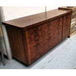SIDEBOARD, contemporary, walnut finish, four doors with shelves enclosed, 173cm x 52cm x 82cm.
