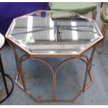 MAISON JANSEN STYLE LOW TABLE, hexagonal glass top on gilt finish base, 51cm x 74cm diam.