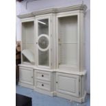 DISPLAY CABINET, cream, of substantial proportions,