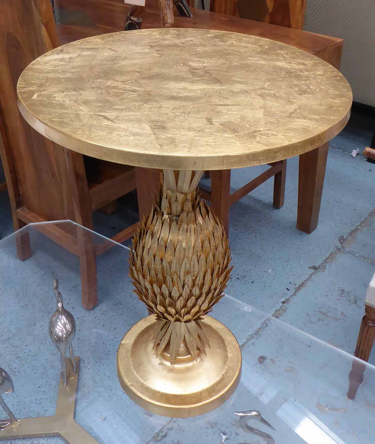 SIDE TABLE, Hollywood Regency inspired, pinapple design, 66cm H x 51cm diam.