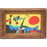 JOAN MIRO 'Red Sun', 1956, original lithograph, printed by Maeght, 18cm x 32cm, framed and glazed.