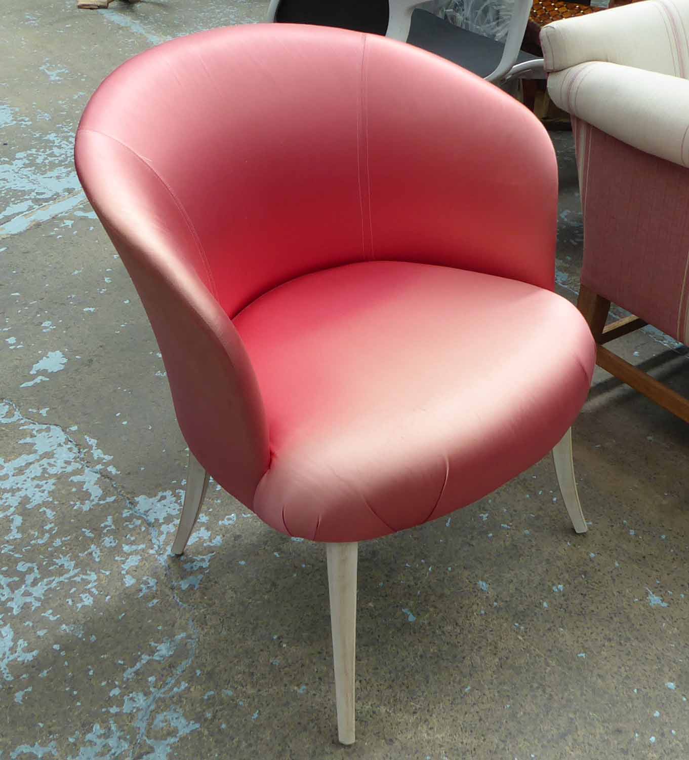 SIDE CHAIR, 1950's style in pink satin, 85cm H.