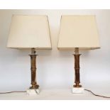 TABLE LAMPS, a pair, 1970's French, with shades, 74cm H.