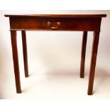 HALL TABLE, George III mahogany, of adapted shallow proportions, with short frieze drawer,