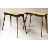 SIDE TABLES, a pair, 'OKA' style, limed oak and grey washed,