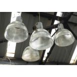 COMPACT INDUSTRIAL LIGHTS, a set of four, 60cm Drop.