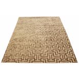 CONTEMPORARY ART DECO DESIGN SILK CARPET, 300cm x 250cm, geometric gold field.