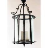 HALL LANTERN, Regency style, bronze frame with bevelled glass panels,