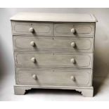 VICTORIAN PAINTED CHEST, traditionally grey painted and black lined,