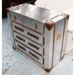 FLIGHT COMMANDERS VANITY CHEST, aviator inspired design, three drawers with rise up top,