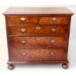 CHEST, early 18th century English Queen Anne figured walnut,