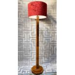 STANDARD LAMP, art deco walnut with red velvet shade, 178cm H.