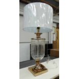 TABLE LAMPS, a pair, 1960s French inspired, with ivory shades, 82cm H.