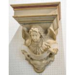 WALL BRACKET, Victorian painted in the form of an angel, 62cm H x 45cm W x 39cm D.
