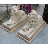 RECUMBENT LIONS, a pair, in the English Country House style, 120cm x 40cm x 80cm.