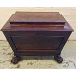 WINE COOLER, 19th century mahogany of sarcophagus form, with a rising lid,