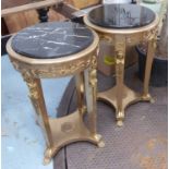 SIDE TABLES, a pair, in the French empire style, 85cm x 54cm Diam.