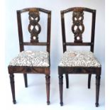 SIDE CHAIRS, a pair, 18th century Italian neo-classical walnut, with drop in seats,