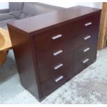 CHEST, contemporary style, with two banks of four drawers, 120cm W x 42cm D x 90cm H.