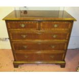 CHEST, Georgian style mahogany and string inlaid, with two short above three long drawers,