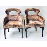 BRIDGE ARMCHAIRS, a pair, Hollywood Regency style,