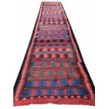 ANTIQUE NORTH WEST PERSIAN KILIM RUNNER, 570cm x 114cm.