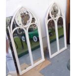 ORANGERY MIRRORS, a pair, French provincial inspired white painted finish, 104cm x 55cm.