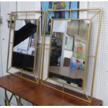 WALL MIRRORS, a pair, 1960's French inspired, 80.5cm x 62cm.