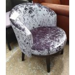 SIDE CHAIR, 1960's Italian style, velvet finish, 73cm H x 50cm W.