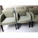 DINING ARMCHAIRS, a set of six, pique cotton grey upholstered,